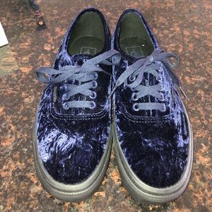 Vans Dark Blue Velvet Low-Top Sneakers